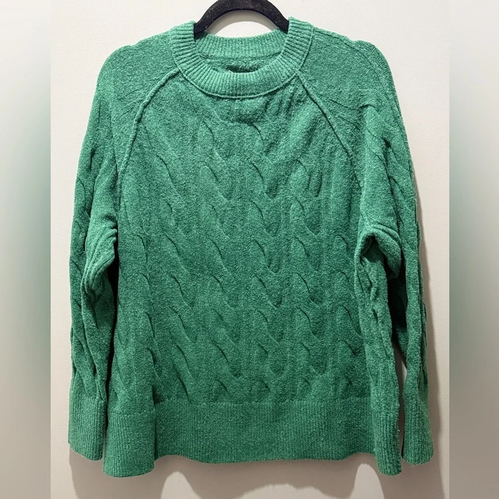 Areie Unreal Cable Knit Crew   Sweater - Emerald - Picture 3 of 5